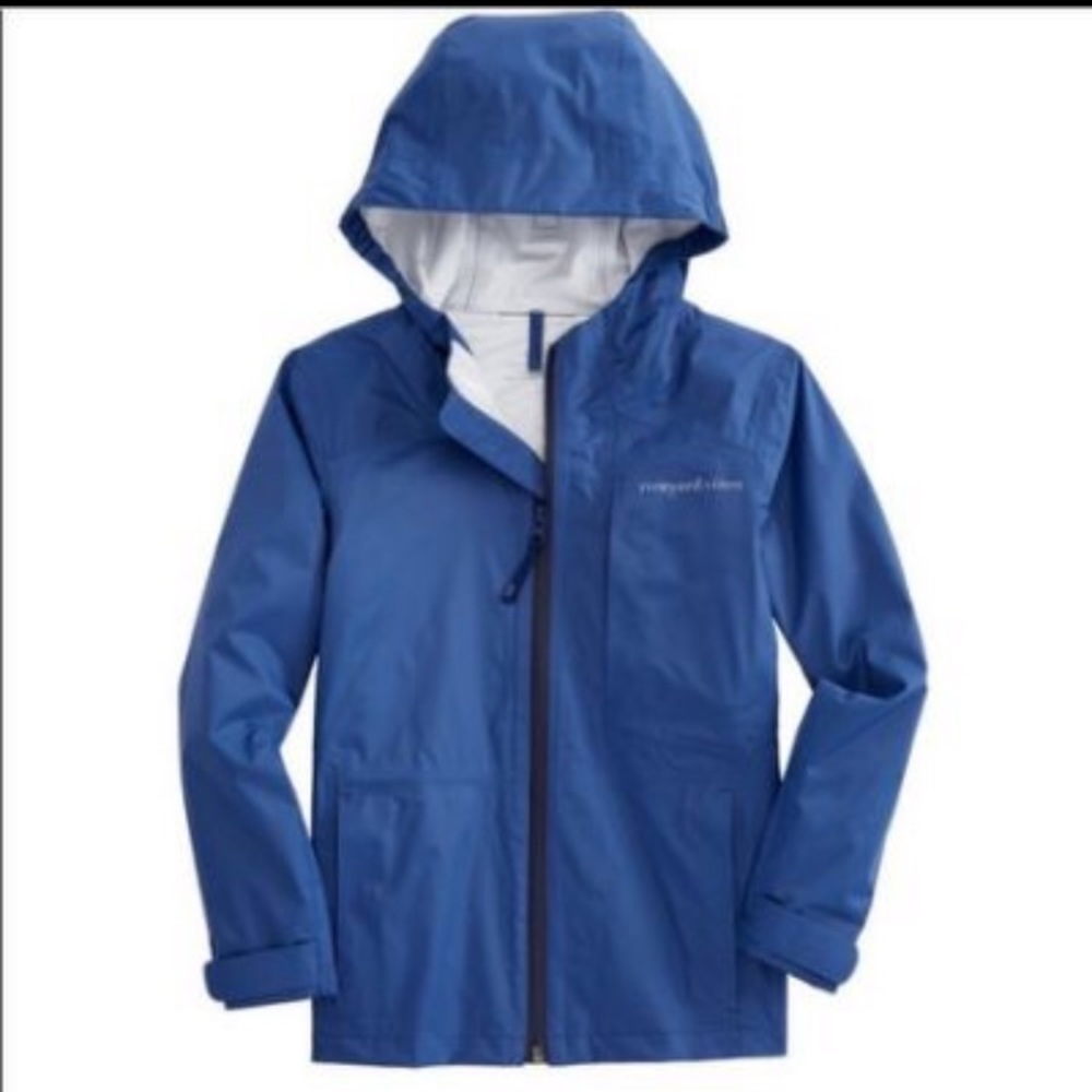 Vineyard Vines Blue Hooded Rain Jacket
